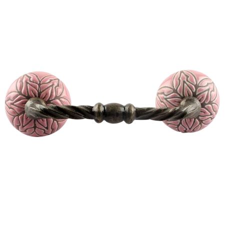 Pink Amarylis Floral Etched Ceramic Cut Bridge Handle Online